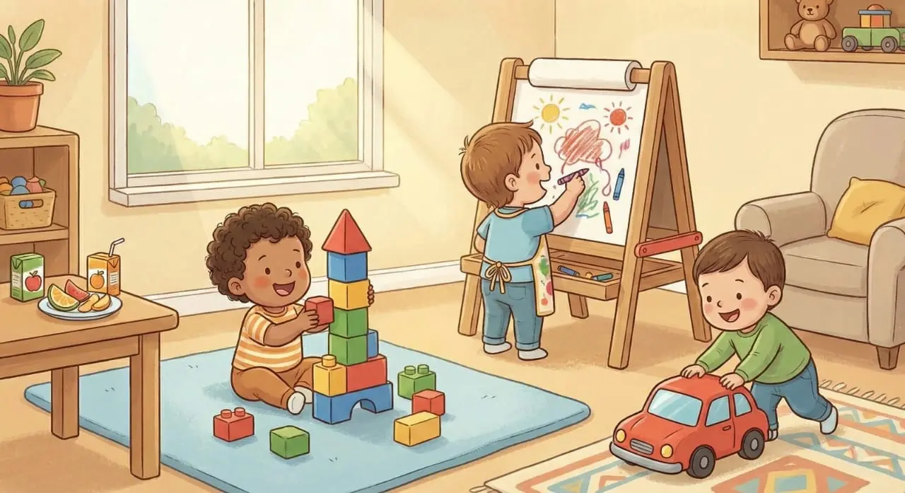 Toddlers playing at Little Nest Day Care Chennai